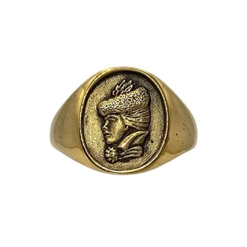 Vintage Avon Mrs Albee Ring 18K HGE Sterling Silver Victorian Woman Cameo Sz 6